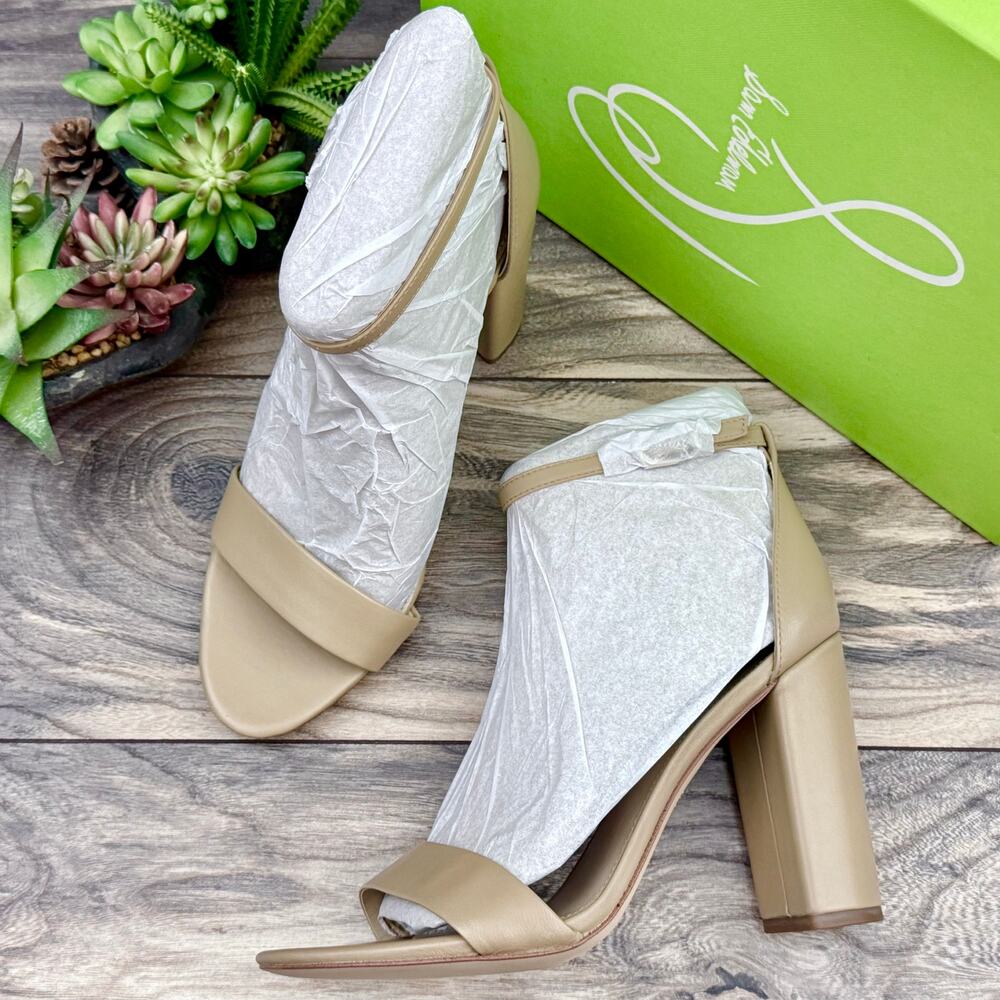 NIB Sam Edelman Yaro 9.5M Block Heel Ankle Strap Dress Sandal Beige Leather - Picture 4 of 10
